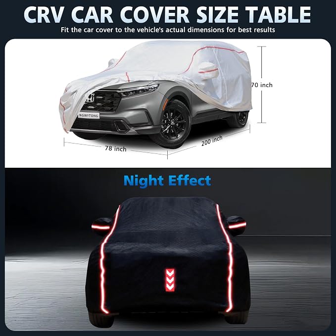 Waterproof All Weather Heavy Duty Vehicle Cover, 360° Underbody Wrap Windproof Design, Quick Install Outdoor Cover,（for Honda CRV 1996-2025）
