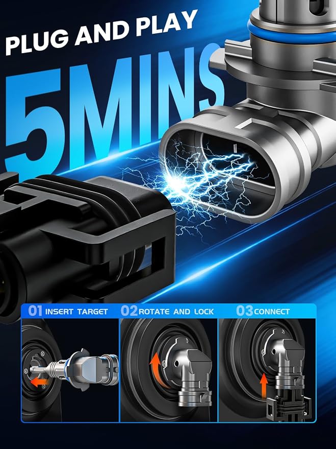 rimthin 9006 Bulb, 30000LM 800% Brighter 6000K Cool White Fog Bulb with Cooling Fan, 1:1 Mini Size, Pack of 2