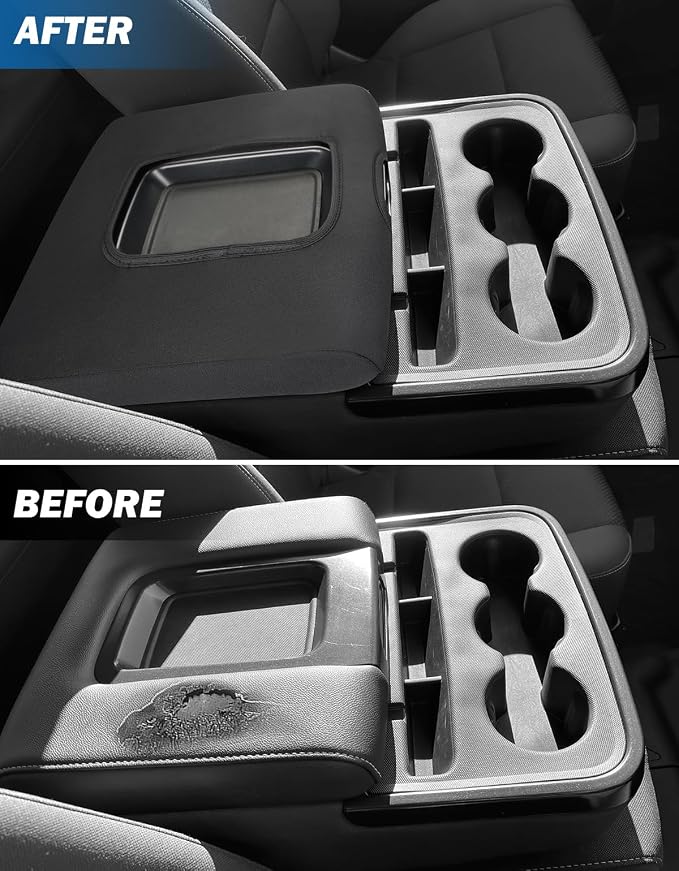 JOYTUTUS Center Console Cover Compatible with Silverado Sierra 2014 2015 2016 2017 2018 Jump Seat, Neoprene Arm Rest Armrest Cover for Car, Durable Middle Console Cover Replacement for Trucks