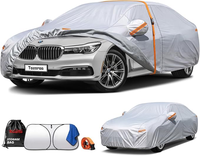 Car Cover Waterproof All-Weather,Outdoor Full Exterior Sedan Covers Custom Fit for Honda Accord,Chevy Malibu,Nissan Altima,Maxima,Sonata,Kia K5,Fusion,CT5 XTS etc,Size A4(See Size Chart)