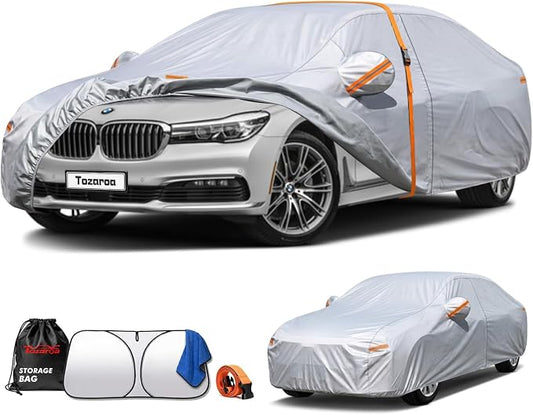 Car Cover Waterproof All-Weather,Outdoor Full Exterior Sedan Covers Custom Fit for Honda Accord,Chevy Malibu,Nissan Altima,Maxima,Sonata,Kia K5,Fusion,CT5 XTS etc,Size A4(See Size Chart)