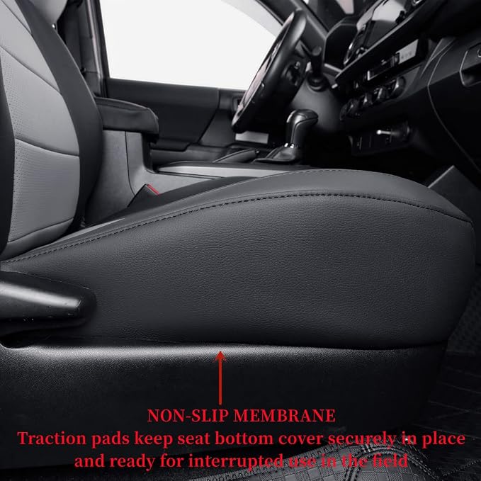 coverdream Tacoma Seat Covers Custom Fit for 2005-2011 Toyota Tacoma Double Cab/Crew Cab(TRD Sport Seats),Fully Covered Waterproof Faux Leather Truck Seat Protector-Full Set(Black/Gray)