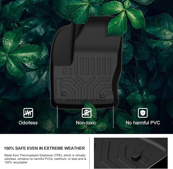 Kiwi Master Floor Mats for 2013-2019 Ford Escape/C-Max | Custom Fit All Weather Car Mats, Heavy Duty TPE Floor Liners, Front & Rear 2 Row Set, Black