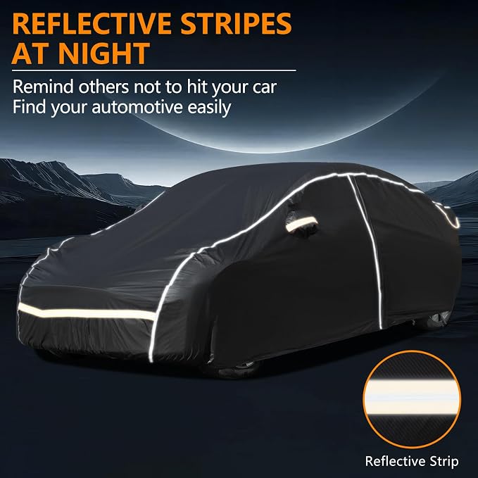 Car Cover Waterproof All Weather,6 Layers Car Covers for Automobiles, Full Exterior Cover with Zipper, Outdoor SUV Car Cover Sun UV Rain Snow Wind Protection, Fit for 185"(185*75*68 inch)SUV