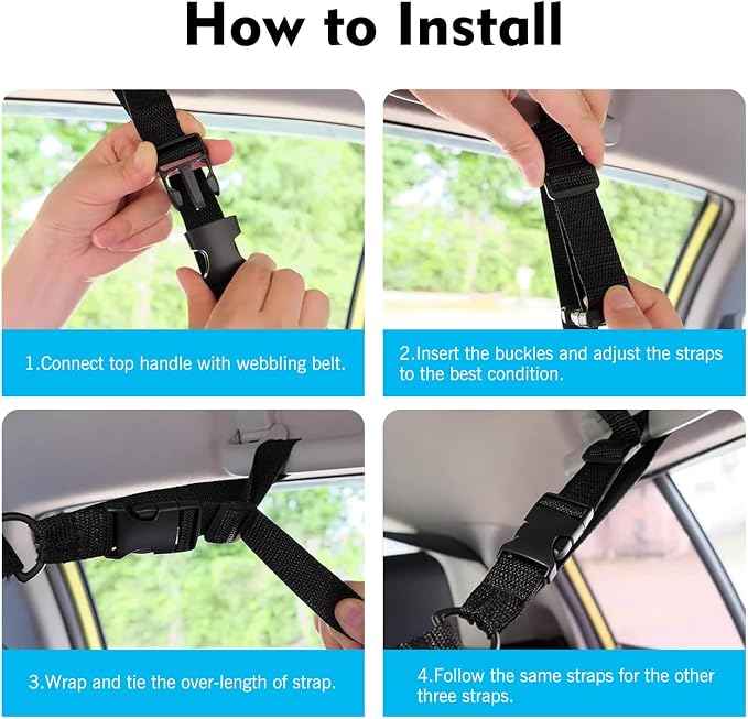 Car Ceiling Cargo Net, Double Layer Mesh Overhead Storage Organizer with Adjustable Straps, 20.87" x 31.5" Roof Storage Pocket for Camping Road Trips, Universal for Most Cars, SUVs (Black)