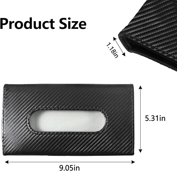 Wuyaoyao Car Tissue Holder, Auto Sun Visor Napkin Holder Mask Holder, Premium PU Leather Car Tissue Holder Visor Tissue Dispenser, Universal Sun Visor Tissue Box for Most Vehicle (Carbon Fiber)