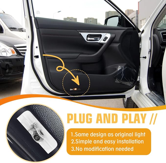 2PCS Car Door Lights Logo for Altima 2005-2022, Puddle Lights LED Welcome Lights Accessories, Door Courtesy Light LED Ghost Shadow Lights