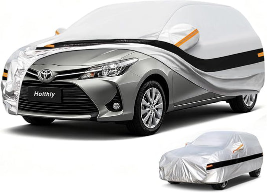 10 Layers Hatchback Car Cover Waterproof All Weather for Automobiles,100% Waterproof Outdoor Car Covers Rain Snow UV Protection. Custom Fit for Ford Fiesta,Toyota Yaris,Kia Rio,Mazda 2,etc