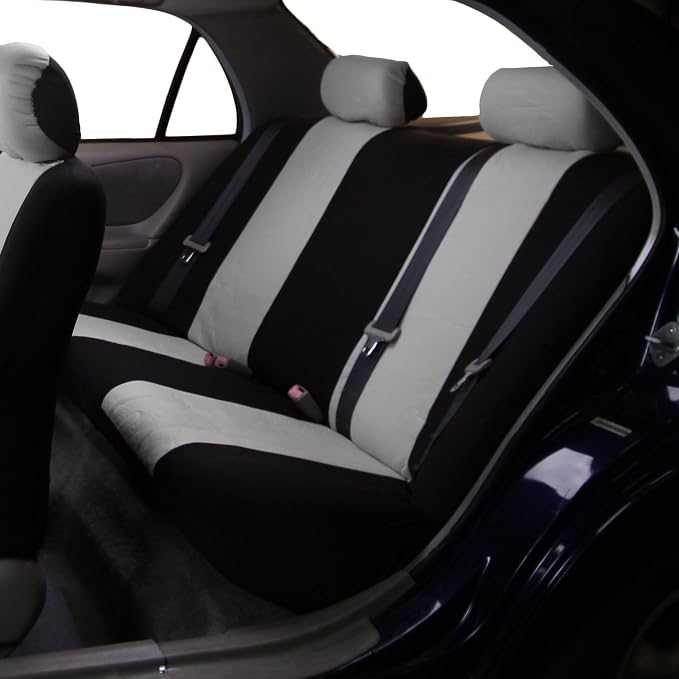 FH Group Car Seat Cover for Back Seat Cloth - Universal Fit Rear Seat Covers for Cars with Solid Bench,Car Seat Protector for Dogs and Kids,Car Interior Accessories for SUV, Sedan and Van Gray