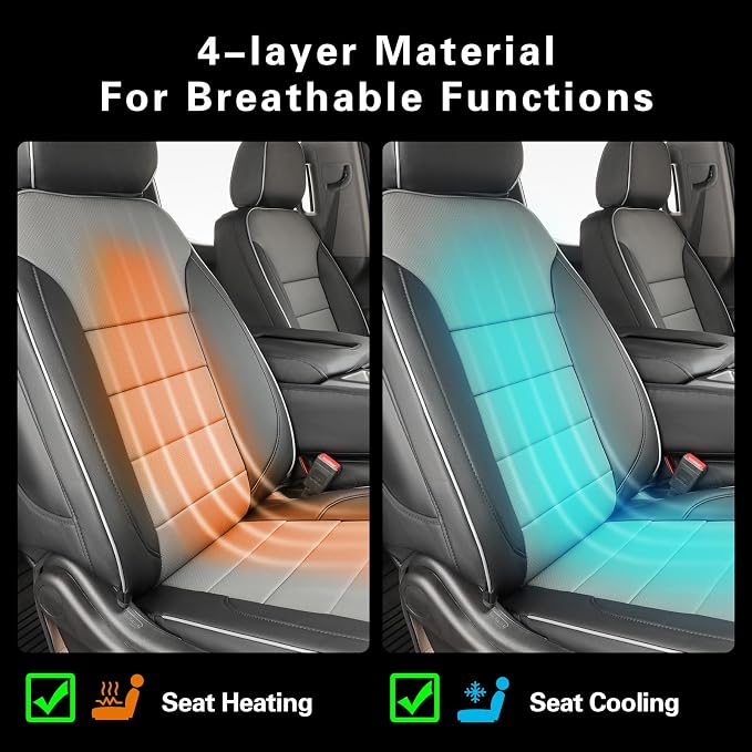 EKR Silverado Seat Covers Custom Fit for (Double Cab) 2019-2026 Chevrolet Silverado 1500/1500 Limited/HD 2500/3500, Rear Row W/No Armrest,Faux Leather(Black/Gray)
