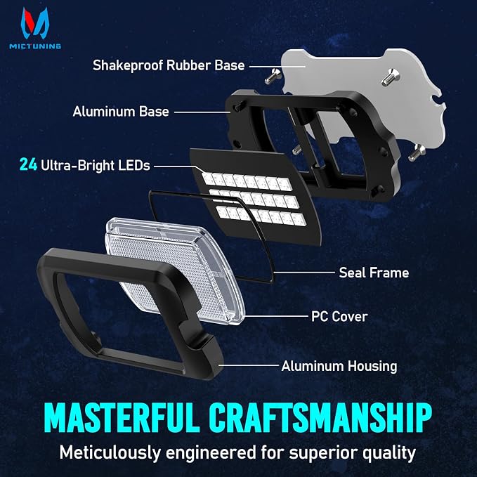 MICTUNING Q1+ MAX 8 Pods Ultra-Bright RGB Rock Lights, Multi-Color Chasing Underglow Lighting, Extensible to 24 Pods, APP Music Sync & DIY Effects, IP68 Waterproof