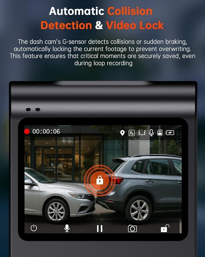 4K+1080P Dash Cam Front and Rear, Built-in WiFi GPS, 32GB SD Card Included | 2.0" IPS Screen, App Controls, Night Vision, 170° Wide Angle, G-Sensor Lock, Loop Recording, 24H Parking Mode, Quick Install