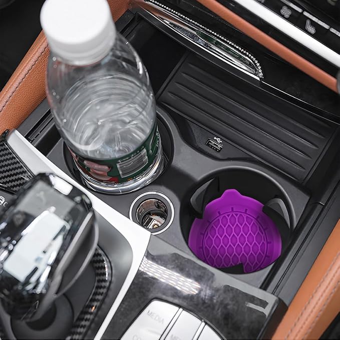 Zpana 4PCS Car Cup Holder Coasters, Silicone Non-Slip Vehicle Cup Recessed Mats, Sift-Proof Automotive Interior Drink Insert Decor Accessories, Universal for SUV, Sedan, Truck (Dark Purple)