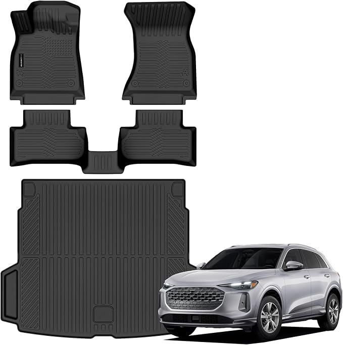 Auxko All Weather Floor Mats Cargo Mat for Audi Q5 2025 2026 (Not for PHEV) TPE Liners All Season Accessories Guard Odorless Anti-Slip Floor Liners Trunk Tray for Audi Q5 2025 2026