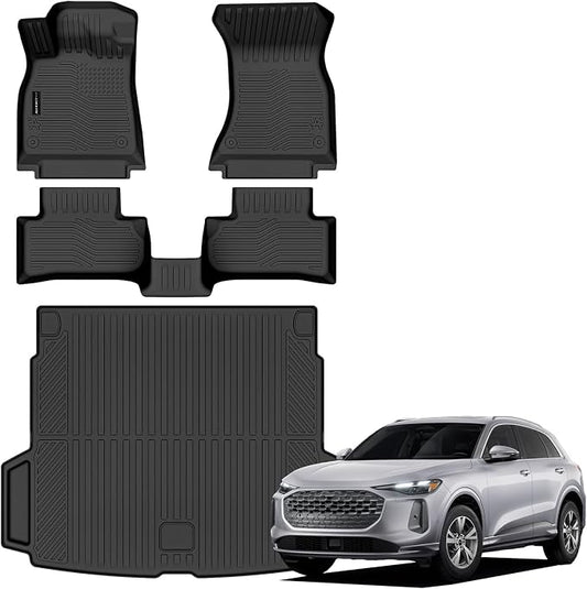 Auxko All Weather Floor Mats Cargo Mat for Audi Q5 2025 2026 (Not for PHEV) TPE Liners All Season Accessories Guard Odorless Anti-Slip Floor Liners Trunk Tray for Audi Q5 2025 2026