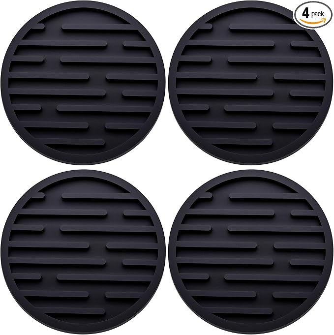 4 Pack Silicone Car Cup Holder Coaster – 2.75 Inch Anti-Slip Drink Coaster, Perfect for Coffee & Beverages – Cute Car Interior Decor for Women & Girls (Black)