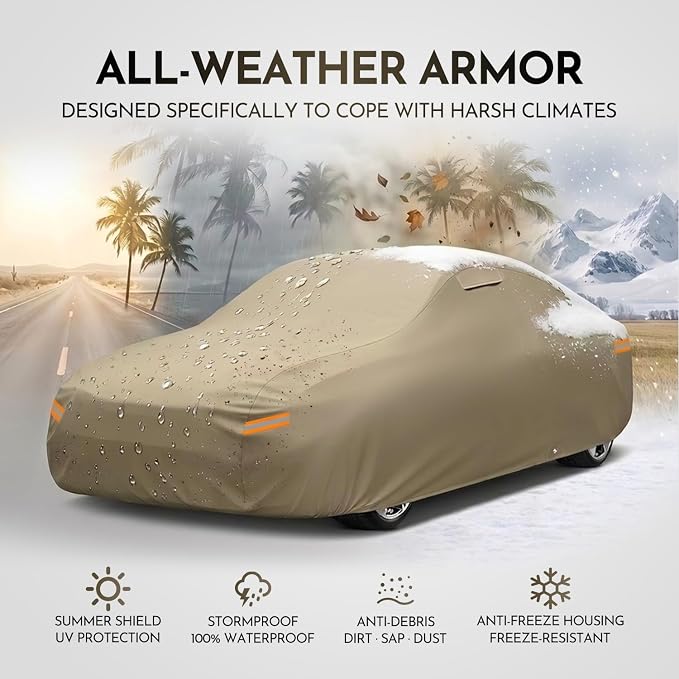 Kaugung Custom Fit Car Cover for Dodge Charger (2006-2026), Heavy Duty All Weather Waterproof Outdoor Cover, Sun Rain Snow UV Protection with Air Vents