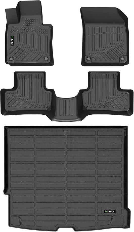 HAFIDI® Floor Mats & Cargo Liner Set Fit for 2018-2026 Volvo XC60 (Fit for T5/T6,Not for Hybrid/Recharge/PHEV) All Weather Protection TPE Automotive Full Set Floor Liners Custom Accessories - Black