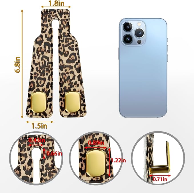 Car Hooks for Headrest: 2Pack Car Headrest Hook with Premium Leopard Leather - Double Metal Hooks - Purse Hook For Car - Car Headrest Hooks - Car Hooks for Purses, Handbags, Bags - Leopard