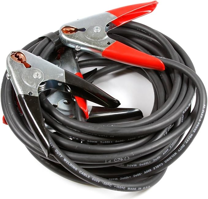 Forney 52878 Heavy-Duty Booster Jumper Cables | Premium #2 gauge 25-foot black and red automotive cables. Features rugged 500 amp clamps for reliable emergency starts.