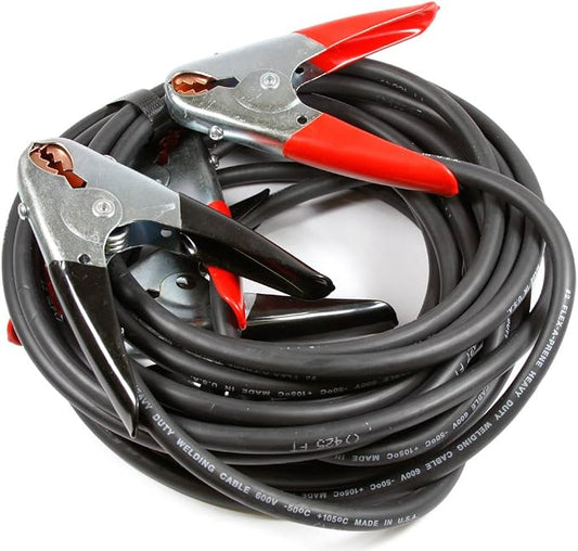 Forney 52878 Heavy-Duty Booster Jumper Cables | Premium #2 gauge 25-foot black and red automotive cables. Features rugged 500 amp clamps for reliable emergency starts.