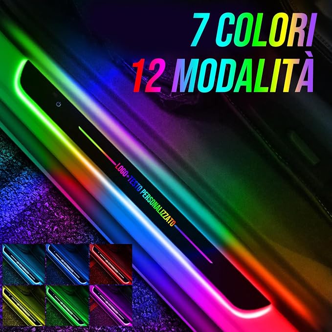 Custom Logo and Text Car Door Sill Lights Auto-Sensing, Personalized LED Welcome Gifts for Men Women, 7 Colors Adsorption Wireless Pedal Light for All Cars