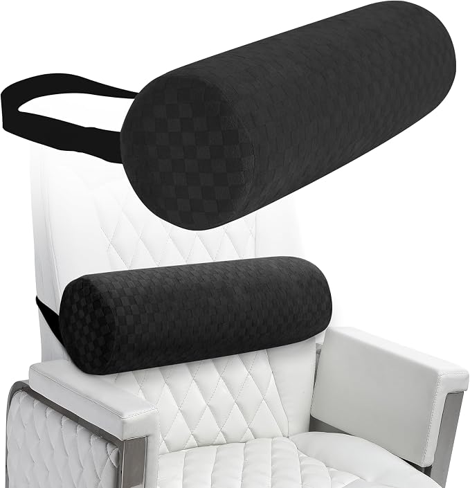 Coeyese Lumbar Roll Pillow for Lower Back Support, Black, Long-15*4.3'' | Removable Pillowcase, Upgraded Adjustable Strap, Suitable for Office, Chair, Car, Seat Pain Relief & Improving Posture