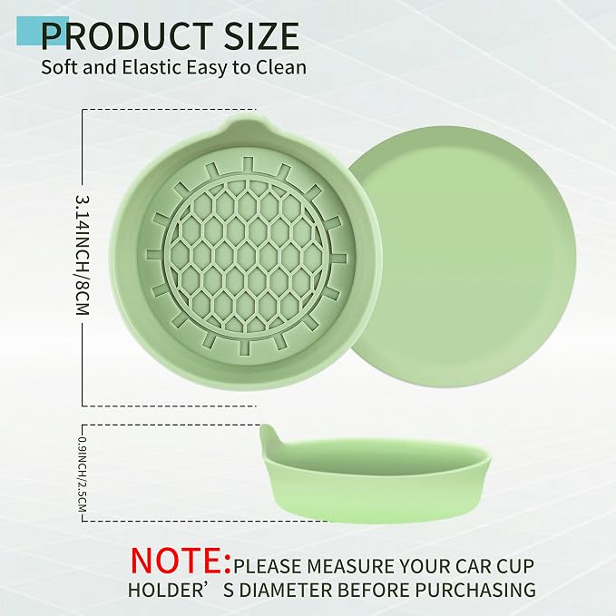 Amooca Automotive Cup Holders Universal Car Cup Coaster Waterproof Non-Slip Sift-Proof Spill Holder Car Interior Accessories 2 Pack Tea Green