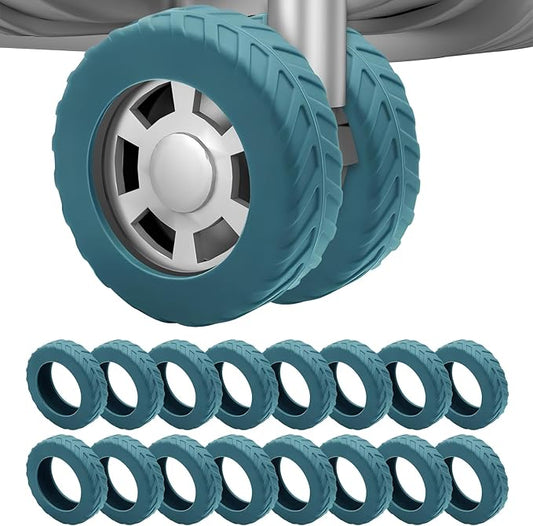 16Pcs Luggage Wheel Covers,Fits 2-2.4'' Suitcase Wheel,Lake Blue | Carry On Luggage Wheels Protector,Upgraded Luggage Travel Accessories,Helps reduce daily rolling noise and surface wear.