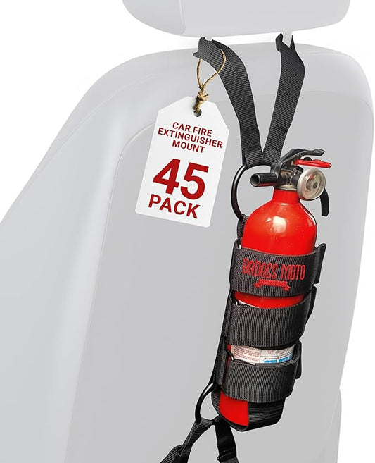 Badass Moto Car Fire Extinguisher Mount - Automotive Fire Extinguisher Mount for Vehicle Car Seat Headrest - Tool Free Seat Back Strap Install. Safety Kit Accessories for Jeep, Truck & SUV - 45 Pack