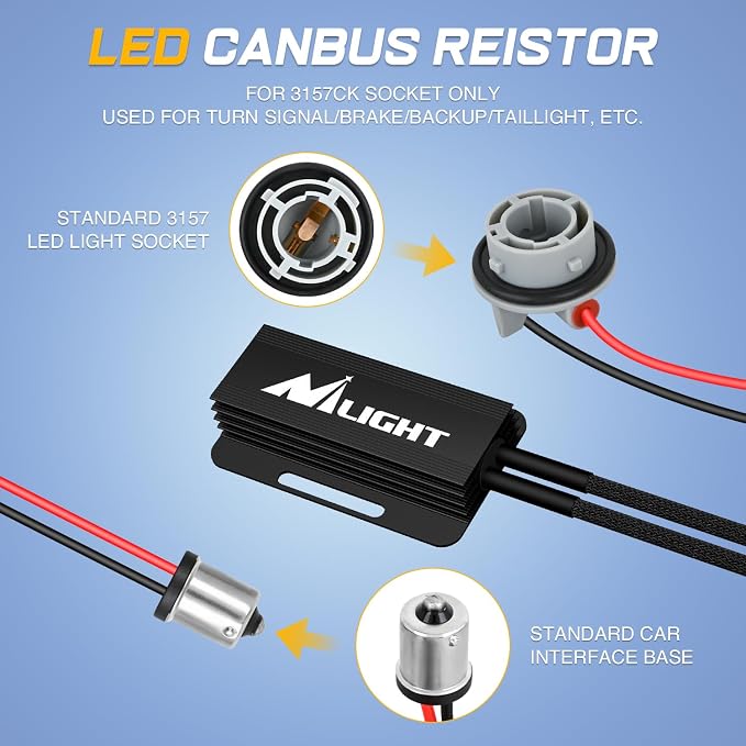 Nilight 1156 LED CANbus Decoder, Anti-Flickering Harness Load Resistor Kit Turn Signal Error Warning Canceller, Pack of 2