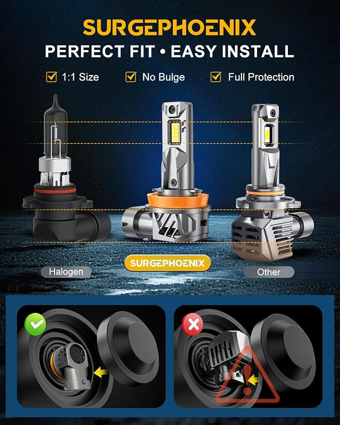 H11/H9/H8/H16 Light Bulb, 50000LM Super Brighter, 1:1 Mini Size,6500K Cool White H11 Off Road Light or Fog Light Bulbs Pack of 2 | 6500K Cool White LED Fog Light Bulbs for Off-Road Use, Pack of 2
