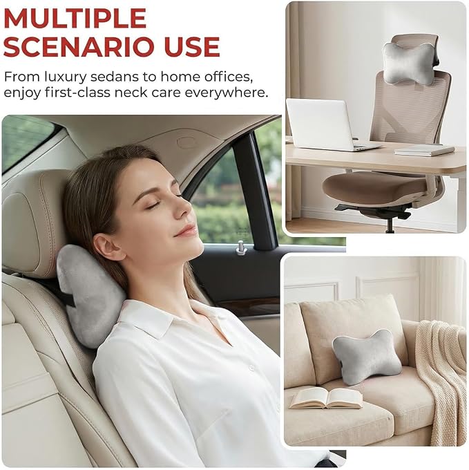 2PCS Car Neck Pillow, Soft Comfortable Vehicle Seat Neck Support Pillow Cushion for Relief Driving Fatigue, Breathable Auto Interior Headrest Neck Rest Pad, Universal for Vehicles (Gray)