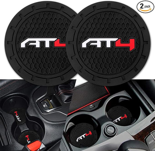 Car Cup Holder Coaster for GMC AT4,Series Recessed Silicone Cupholder Coaster Interior Accessories 2.75in 2Pieces Black