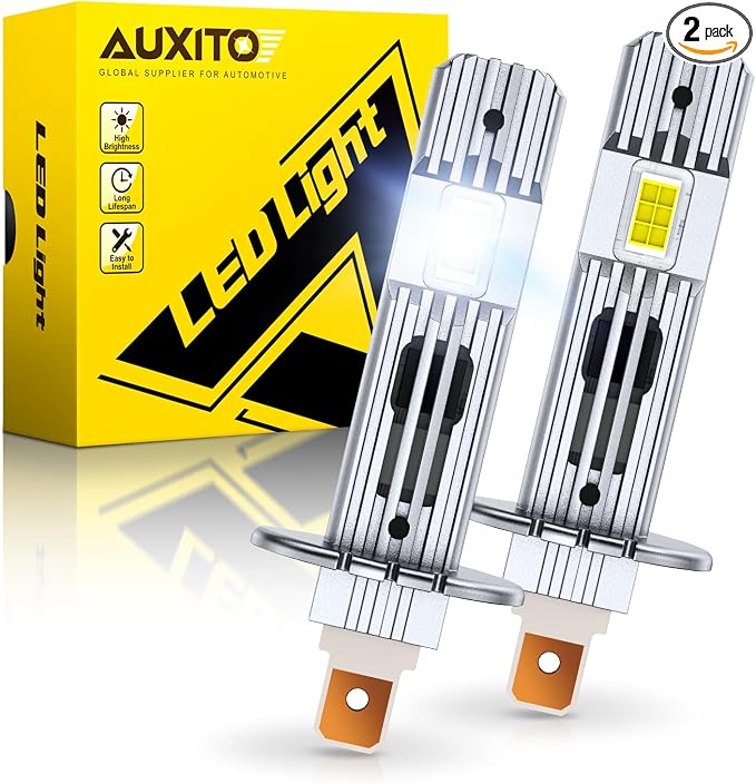 AUXITO H1 Bulb, 6500K Ultra White 6X Increased Brightness, Precision 1:1 Mini Design, Simple Plug Play Installation, Stable Illumination, 99% Vehicles Supported, Pack of 2