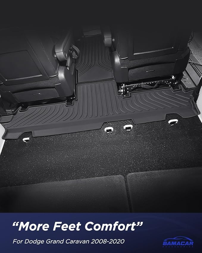 All Weather Floor Mats for Dodge Grand Caravan 2008-2021 7 Seats | Waterproof,Non-Slip,TPE Carpets,Rubber,Heavy Duty,3 Row Cargo Liner,for Caravan SE/SXT/Crew,Accessories