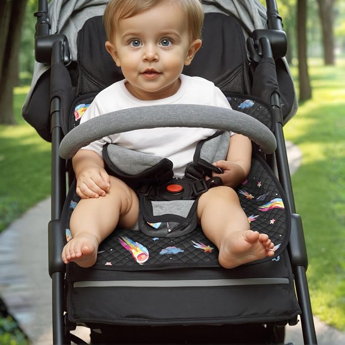 Babenest Car Seat Potty Protector Cover -Waterproof Carseat Training Liner for Baby &Toddler Shower Gift, Dry Piddle Pee Pad with Fun Designs for Strollers & Infant Car Seats (2pcs Meteor-Black)