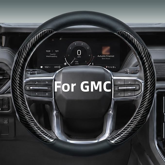Yangday Leather Steering Wheel Cover for GMC Sierra 1500 2500 3500, 14.5-15 inches Car Steering Wheel Cover with Anti-Slip Massage Particle (Carbon Black)