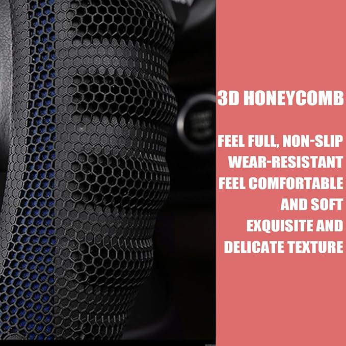 Osilly Car Steering Wheel Cover, Anti-Slip Leather Breathable Comfortable Automotive Steering Wheel Cover Protector Decoration for Men and Women, 15 Inch Universal for SUV, Truck, RV（Blue）