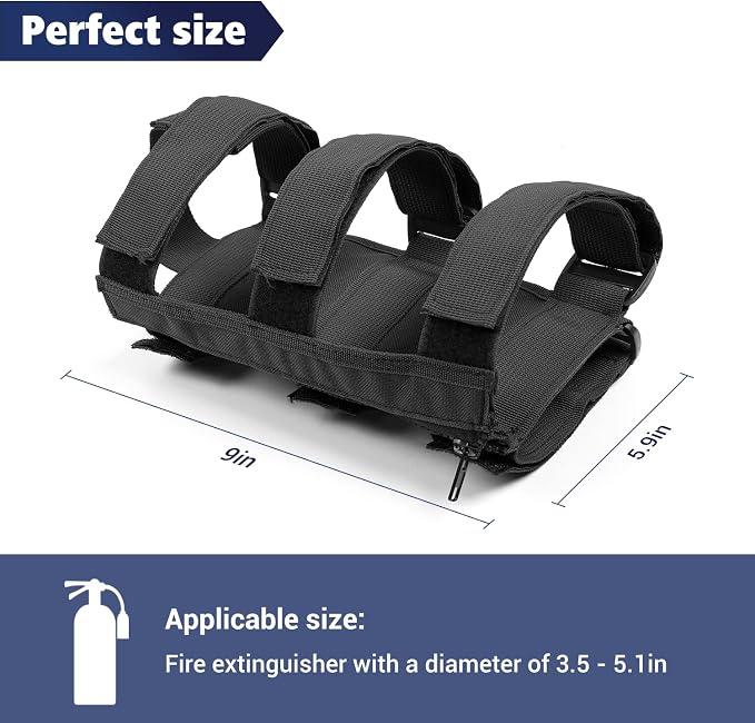 Voodonala Adjustable Roll Bar Fire Extinguisher Mount Holder 3 lb for Jeep Wrangler Unlimited CJ YJ LJ TJ JK JKU JL JLU 4XE,(Black,with Quick disassembly Zipper)