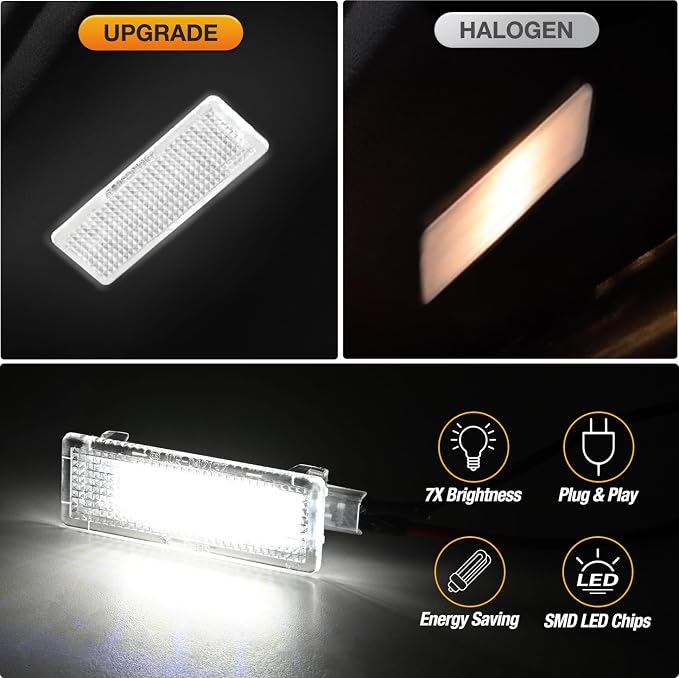 Nilight 2PCS LED Interior Door Panel Light Courtesy Warning Lights White Beam Plug and Play Compatible with BMW 1 3 5 6 7 Series Z4 X3 X5 X6 E82 E88 E90 F03 E60 F10 E65 E66