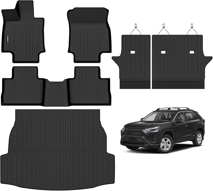 Naibeve Floor Mats for 2019-2025 Toyota RAV4 Gas | All Weather Custom Fit Floor Mats, Cargo Mat, Backrest Mats Interior Protector accessories
