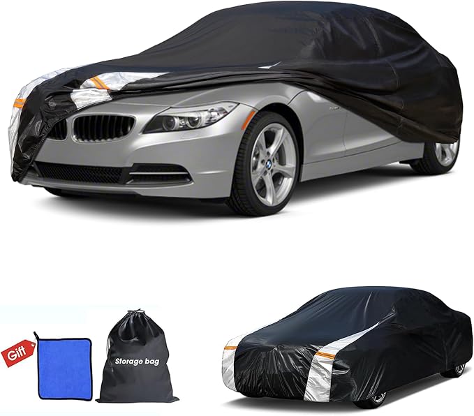 10 Layers Car Cover Custom Fit for BMW Z4 2017-2026 100% Waterproof All Weather Automobiles, Gift with Towel, Heavy Duty Car Covers for Rain Sun UV Protection with Door Zipper.