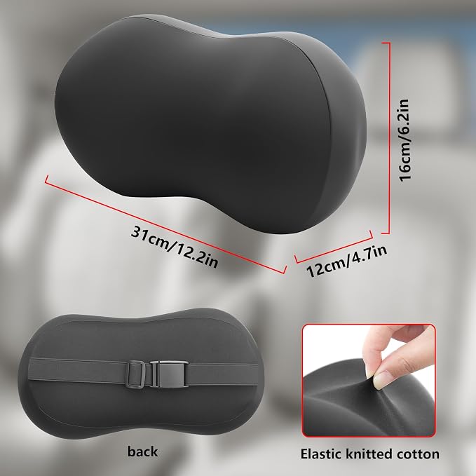 2 Pack Car Neck Pillow, Breathable Neck Support Pillow for Driving, Soft Memory Form and Ergonomic Design Fits Most Cars SUV Sedan Home Office (Black)