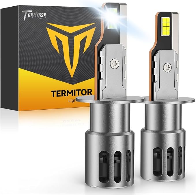 Termitor Upgraded H𝟣 Bulbs, 90,000LM 6500K White White Super Bright, 1:1 Halogen Size, 6500K Cool White, No Adapter Required, Easy Install Non-Polarity H1 H1LL Off Road Lights, Pack of 2