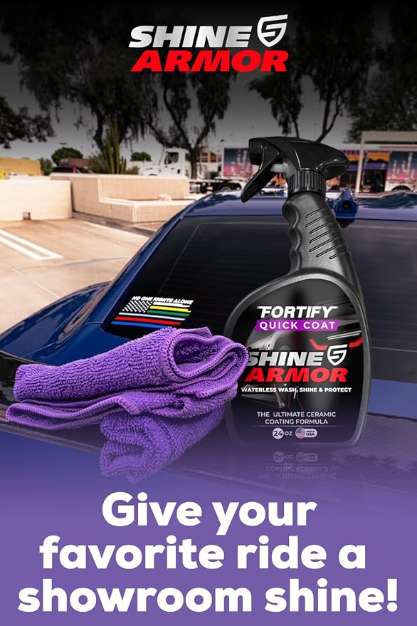 SHINE ARMOR Fortify Quick Coat 24oz | 3-in-1 Ceramic Car Wax Waterless Wash | Spray On, Wipe Off in Under 10 Minutes. 6 to 12 Month Ceramic Protection on Paint, Glass, Chrome, Trim & Wheels. Made in USA