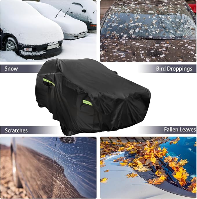Car Cover for Toyota RAV4, Waterproof with Door Zipper | Custom Fit，All Weather Protection，Rain & Snow Proof，Windproof，Reflective Strips，Indoor&Outdoor Full Exterior