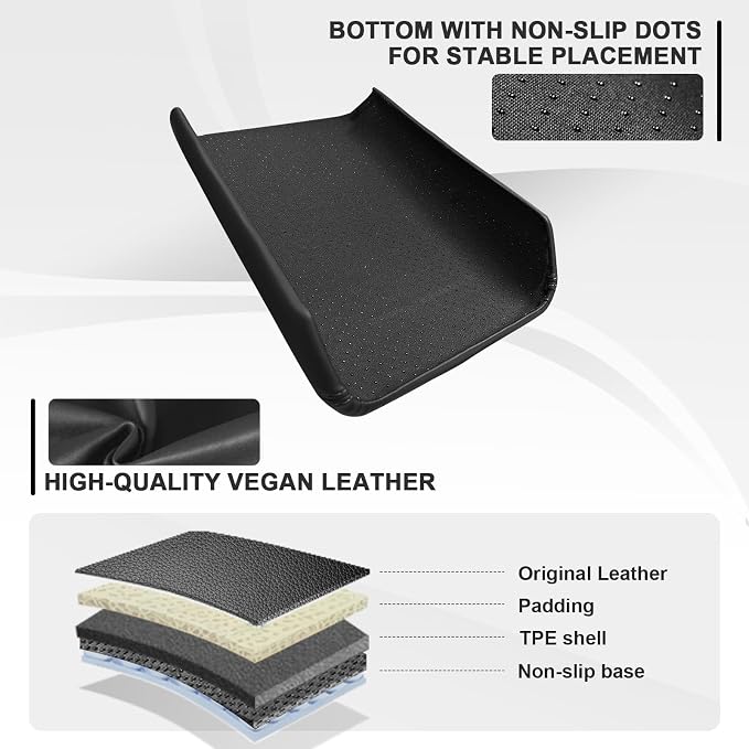 Muslogy Center Console Armrest Cover Fit for 2026 2025 Tesla Model Y Juniper & Model Y L (Standard, Premium &Performance) / Model 3 Highland 2024+ Accessories Comfort Armrest Pad Snap-On (Hard Cover)