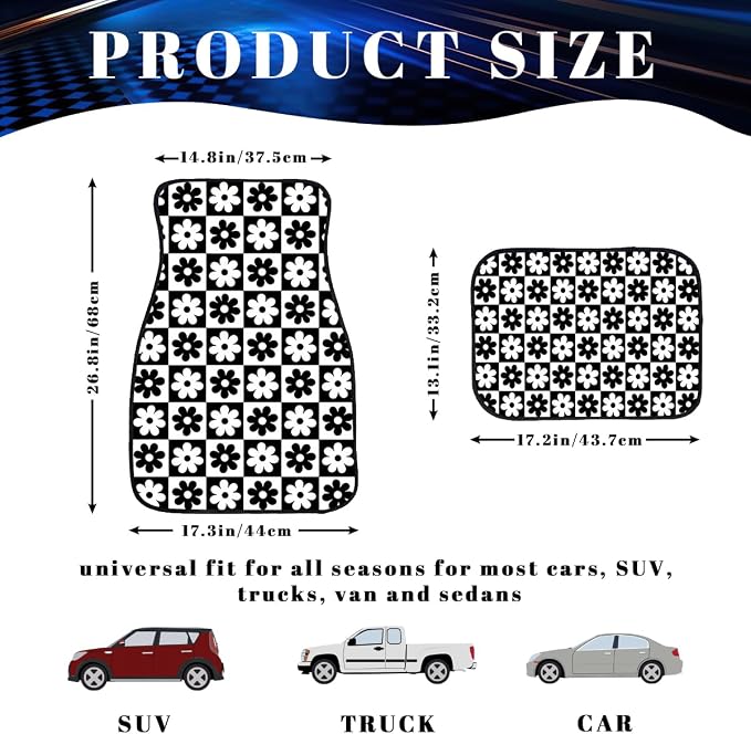 Bear Car Floor Mats Set of 4 Sunset Forest Pine Tree Wildlife Rustic Deer Automotive Foot Mats Rugs Carpet for Car Non-Slip Auto Car Accessories Universal Fit for Car SUV Truck Van