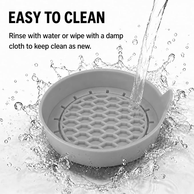 4 Pack Car Cup Holder Coaster, 3.15 Inch Non-Slip Silicone, Gray | Cup holder insert, spill proof ,raised lip, honeycomb base, rinse clean, fits most sedans suvs trucks, automotive accessories